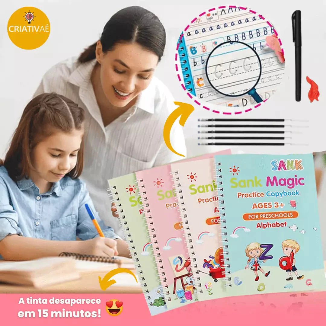 Calmind Caligrafía y Lettering Kit para Niños (4 pack); Cuadernos